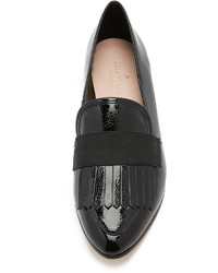 schwarze Leder Slipper mit Fransen von Kate Spade