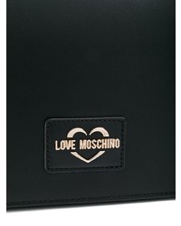 schwarze Leder Umhängetasche mit Fransen von Love Moschino