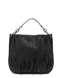 schwarze Shopper Tasche aus Leder mit Fransen von Bottega Veneta