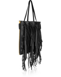 schwarze Shopper Tasche aus Leder mit Fransen von Marni