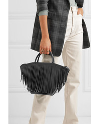 schwarze Shopper Tasche aus Leder mit Fransen von Trademark