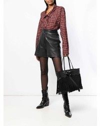 schwarze Shopper Tasche aus Leder mit Fransen von Dsquared2