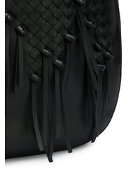 schwarze Shopper Tasche aus Leder mit Fransen von Bottega Veneta