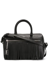 schwarze Shopper Tasche aus Leder mit Fransen von Saint Laurent