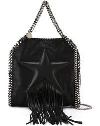 schwarze Shopper Tasche aus Leder mit Fransen von Stella McCartney