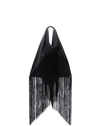 schwarze Shopper Tasche aus Segeltuch mit Fransen von MM6 MAISON MARGIELA