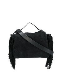 schwarze Shopper Tasche aus Wildleder mit Fransen von Elena Ghisellini