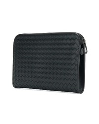 schwarze geflochtene Clutch Handtasche von Bottega Veneta