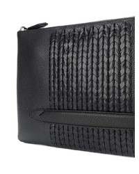 schwarze geflochtene Clutch Handtasche von Salvatore Ferragamo