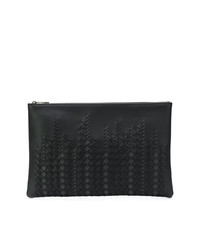 schwarze geflochtene Leder Clutch Handtasche von Bottega Veneta