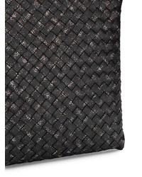 schwarze geflochtene Leder Clutch Handtasche von Bottega Veneta