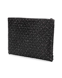 schwarze geflochtene Leder Clutch Handtasche von Bottega Veneta