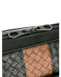 schwarze geflochtene Leder Clutch Handtasche von Bottega Veneta