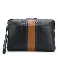 schwarze geflochtene Leder Clutch Handtasche von Bottega Veneta