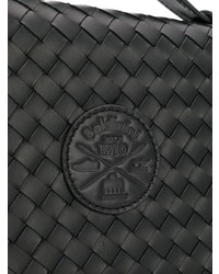 schwarze geflochtene Leder Clutch Handtasche von Baldinini