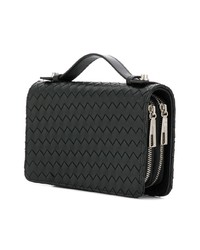 schwarze geflochtene Leder Clutch Handtasche von Baldinini