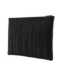 schwarze geflochtene Leder Clutch Handtasche von Bottega Veneta