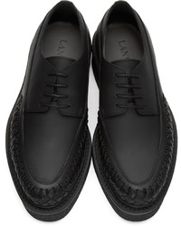 schwarze geflochtene Leder Derby Schuhe von Lanvin
