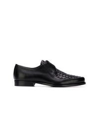 schwarze geflochtene Leder Derby Schuhe von Bottega Veneta