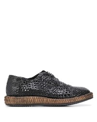 schwarze geflochtene Leder Derby Schuhe von Dolce & Gabbana