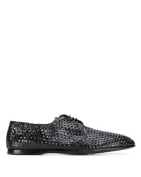 schwarze geflochtene Leder Derby Schuhe von Dolce & Gabbana