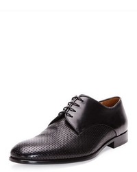 schwarze geflochtene Leder Oxford Schuhe