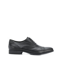 schwarze geflochtene Leder Oxford Schuhe von Geox