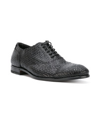 schwarze geflochtene Leder Oxford Schuhe von Henderson Baracco