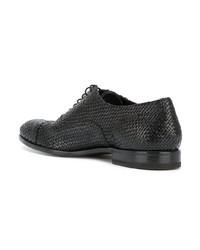 schwarze geflochtene Leder Oxford Schuhe von Henderson Baracco