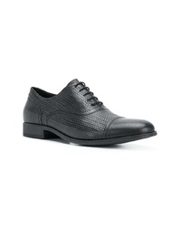 schwarze geflochtene Leder Oxford Schuhe von Geox