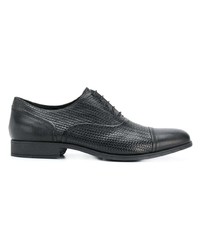 schwarze geflochtene Leder Oxford Schuhe von Geox