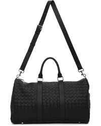 schwarze geflochtene Leder Reisetasche von Bottega Veneta