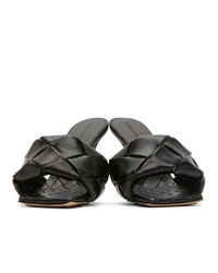 schwarze geflochtene Leder Sandaletten von Bottega Veneta