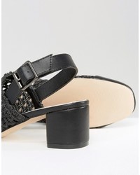 schwarze geflochtene Leder Sandaletten von Asos