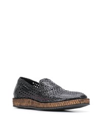 schwarze geflochtene Leder Slipper von Dolce & Gabbana