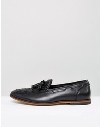 schwarze geflochtene Leder Slipper von Asos