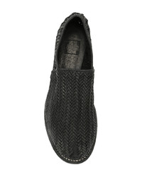 schwarze geflochtene Leder Slipper von Guidi