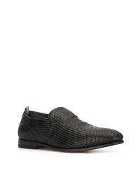 schwarze geflochtene Leder Slipper von Officine Creative