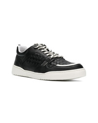 schwarze geflochtene niedrige Sneakers von Bottega Veneta