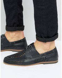 schwarze geflochtene Schuhe aus Leder von Asos