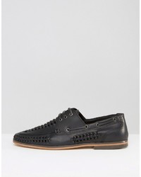 schwarze geflochtene Schuhe aus Leder von Asos