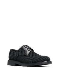 schwarze geflochtene Segeltuch Derby Schuhe von Bottega Veneta