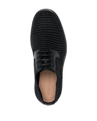 schwarze geflochtene Segeltuch Derby Schuhe von Bottega Veneta