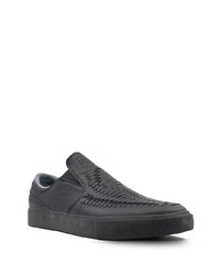 schwarze geflochtene Slip-On Sneakers aus Leder von Nike