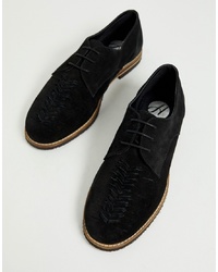 schwarze geflochtene Wildleder Derby Schuhe von H By Hudson