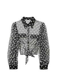 schwarze gepunktete Bluse mit Knöpfen von Jill Stuart