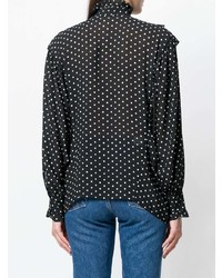 schwarze gepunktete Bluse mit Knöpfen von Alexa Chung