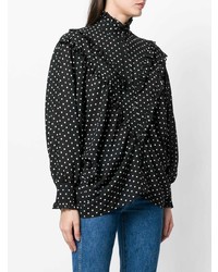 schwarze gepunktete Bluse mit Knöpfen von Alexa Chung