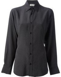 schwarze gepunktete Bluse mit Knöpfen von Saint Laurent