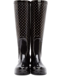 schwarze gepunktete Gummistiefel von Dolce & Gabbana